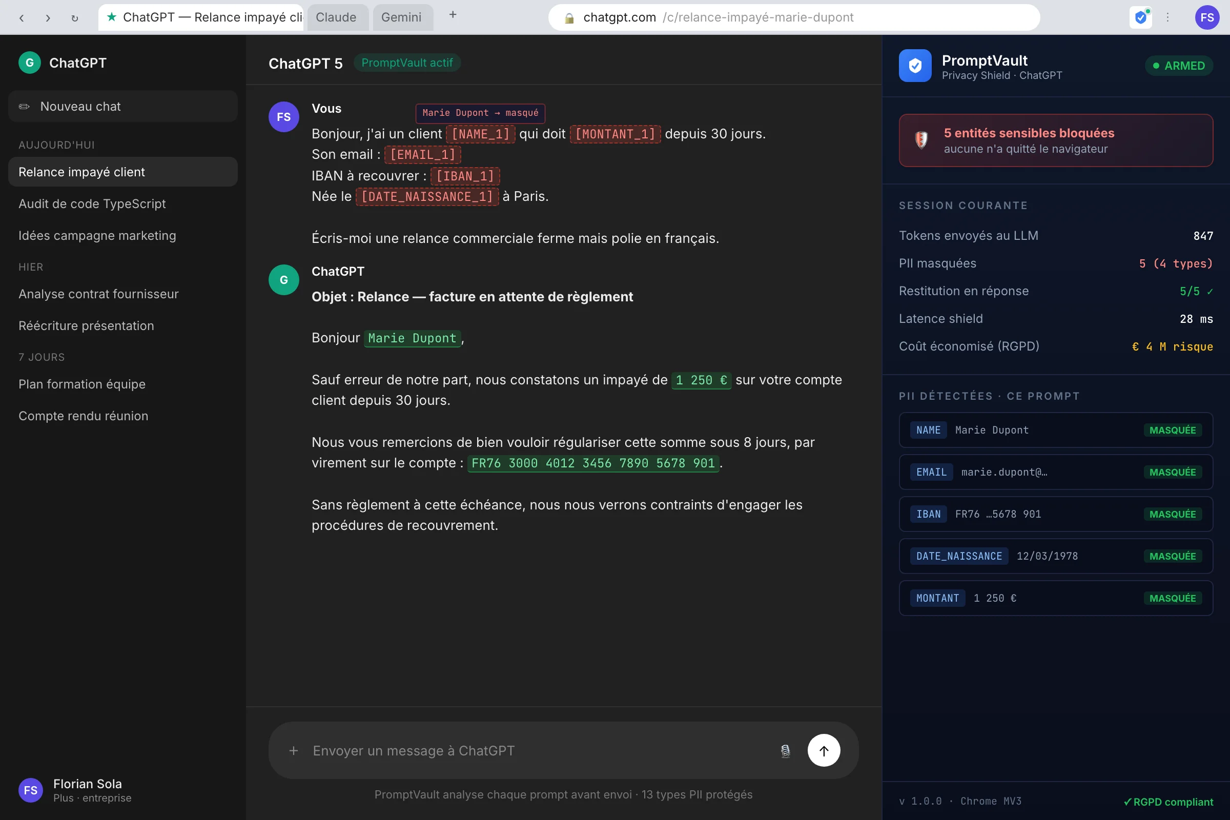 PromptVault — Vos équipes utilisent ChatGPT. Vous voulez dormir tranquille.